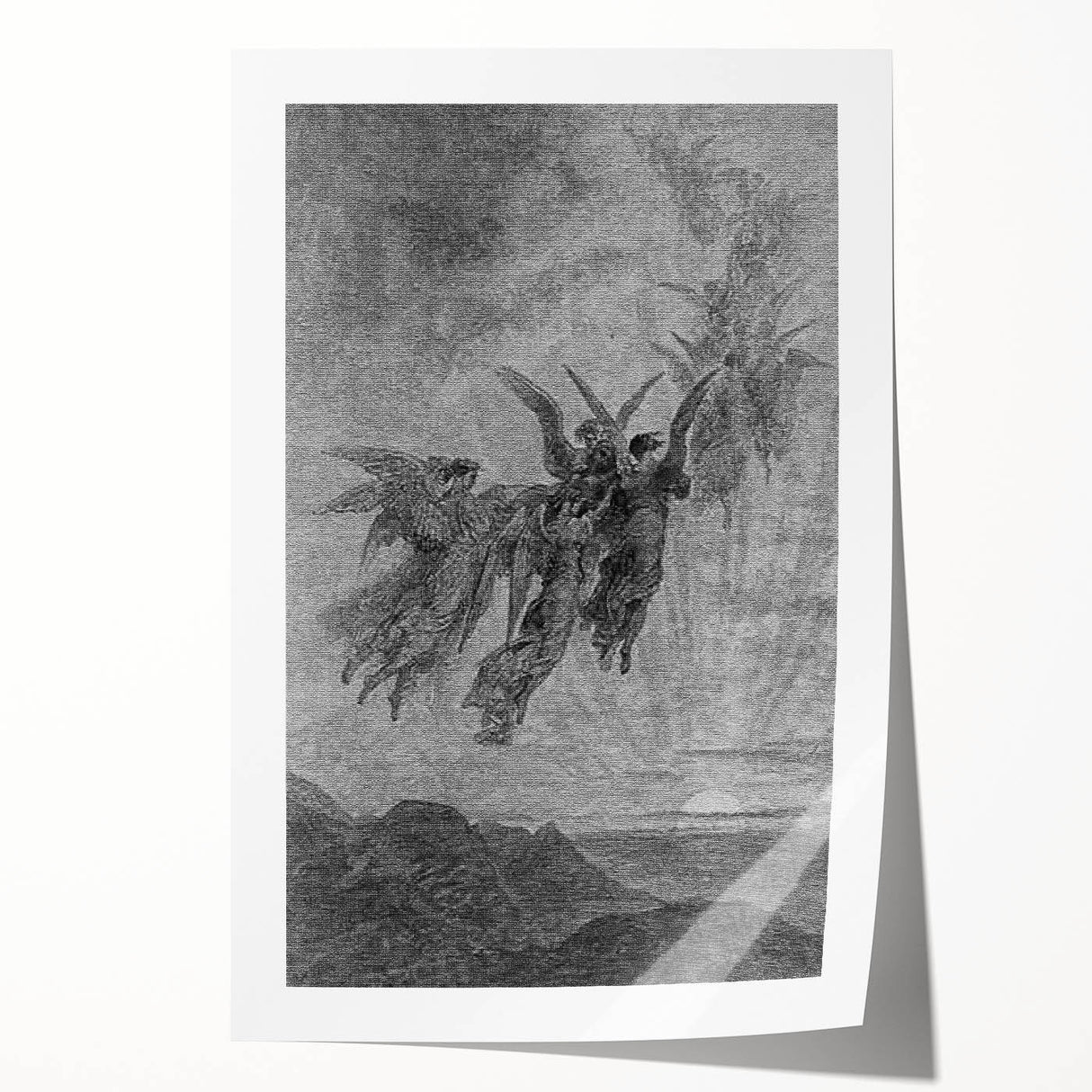 Angels Ascending Print - Mystical Gothic Celestial Wall Art Decor