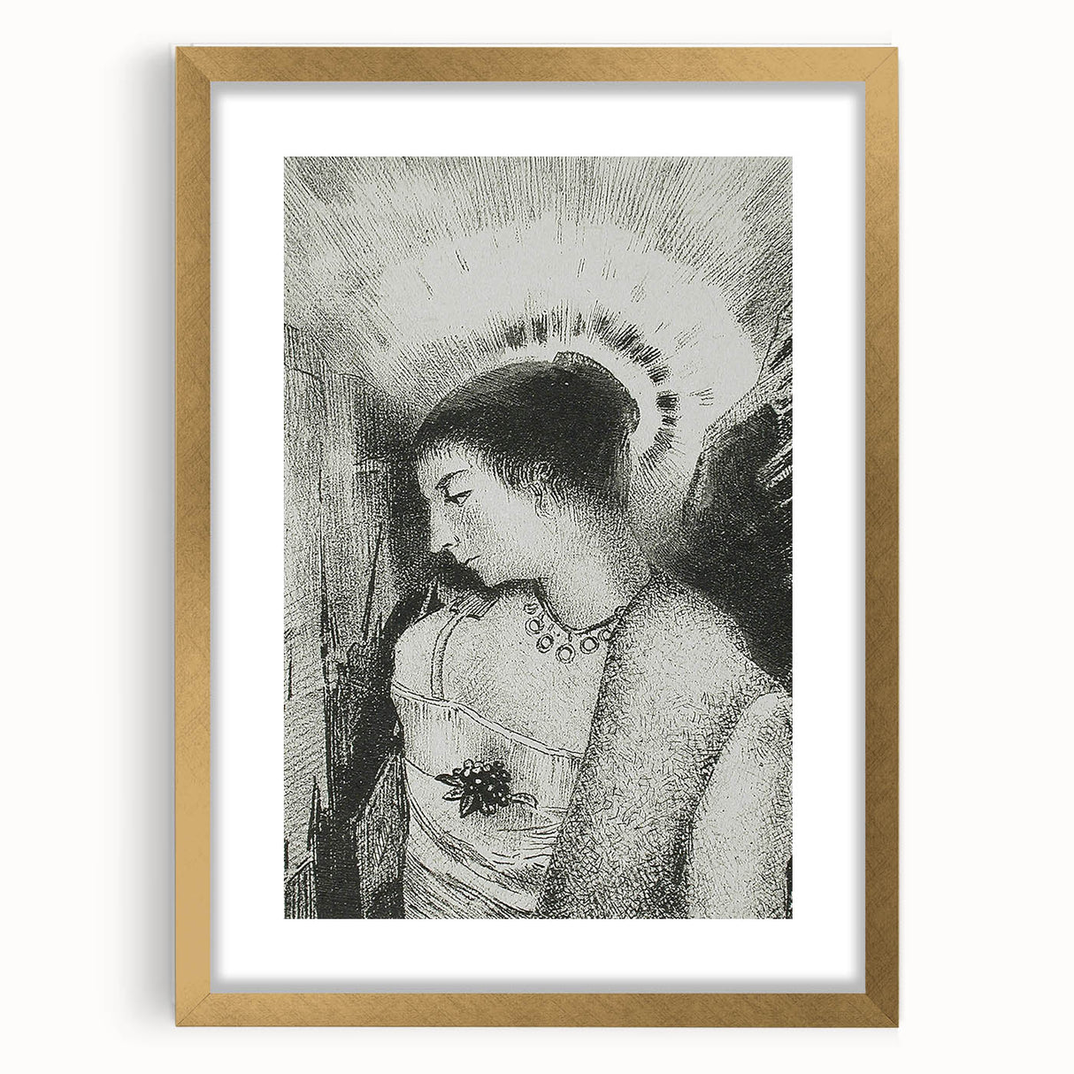 Victorian Lady with Halo Print - Elegant Gothic Portrait Wall Art