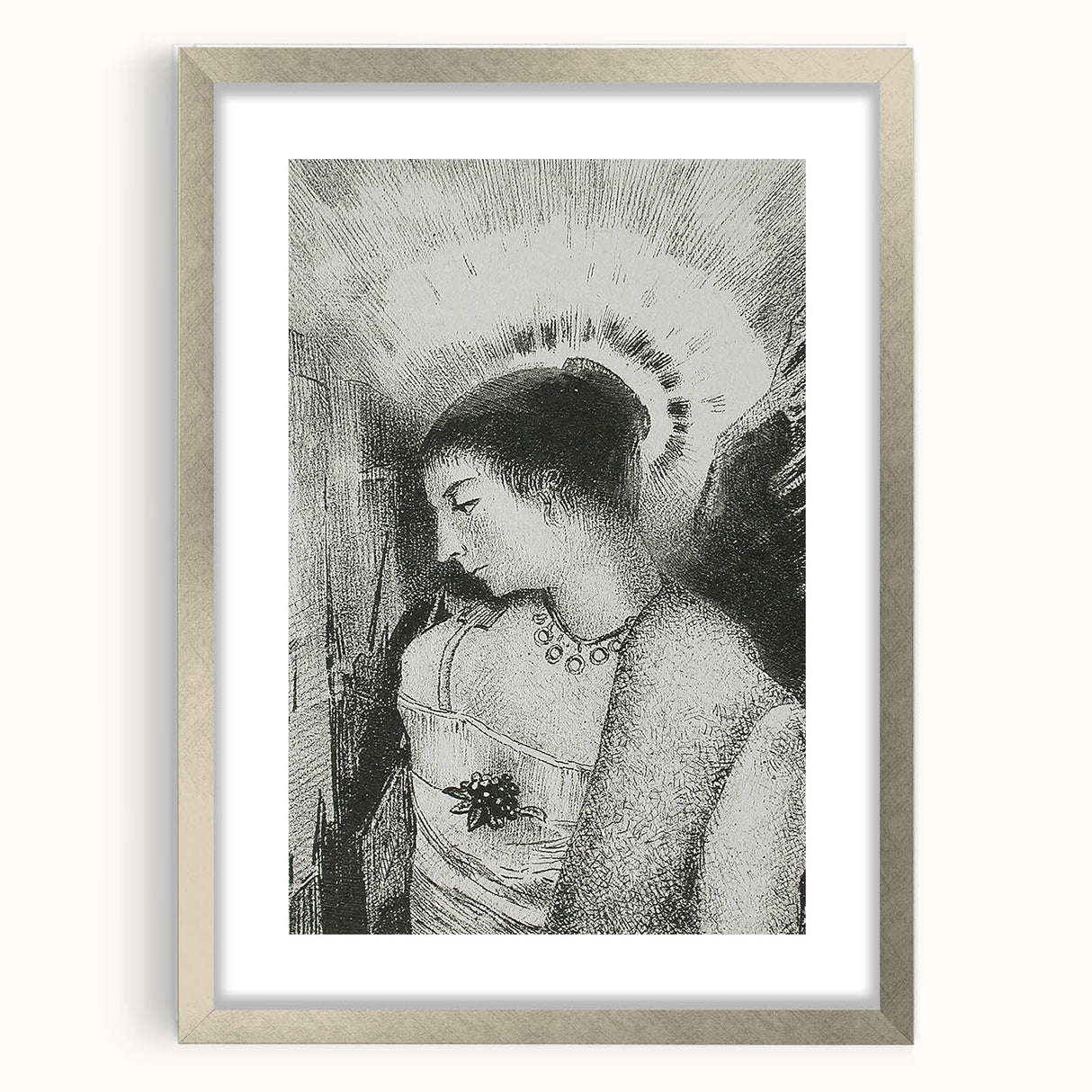 Victorian Lady with Halo Print - Elegant Gothic Portrait Wall Art