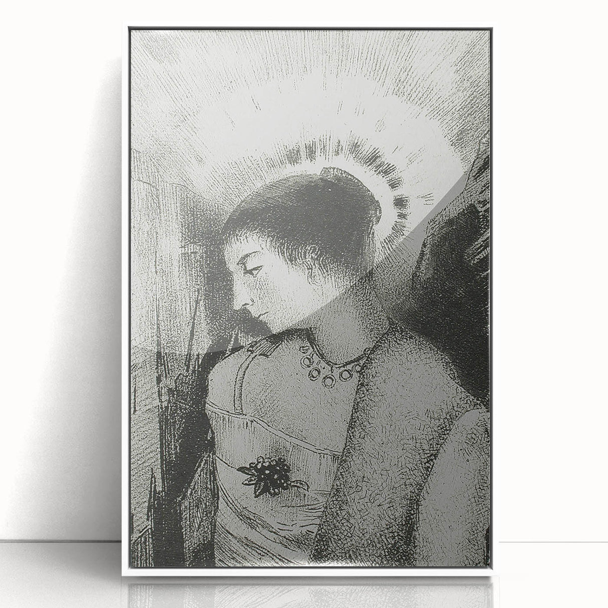 Victorian Lady with Halo Print - Elegant Gothic Portrait Wall Art