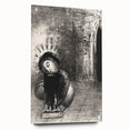 Gothic Wall Art: Dark Mystical Figure in Medieval Cathedral Scene