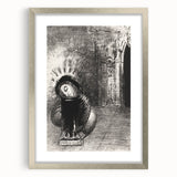 Gothic Wall Art: Dark Mystical Figure in Medieval Cathedral Scene