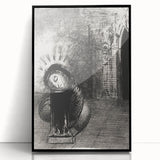 Gothic Wall Art: Dark Mystical Figure in Medieval Cathedral Scene