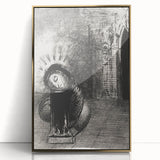 Gothic Wall Art: Dark Mystical Figure in Medieval Cathedral Scene