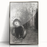 Gothic Wall Art: Dark Mystical Figure in Medieval Cathedral Scene
