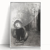 Gothic Wall Art: Dark Mystical Figure in Medieval Cathedral Scene