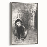 Gothic Wall Art: Dark Mystical Figure in Medieval Cathedral Scene
