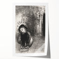 Gothic Wall Art: Dark Mystical Figure in Medieval Cathedral Scene