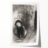 Gothic Wall Art: Dark Mystical Figure in Medieval Cathedral Scene