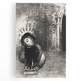 Gothic Wall Art: Dark Mystical Figure in Medieval Cathedral Scene