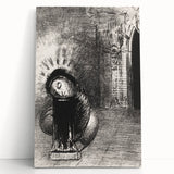 Gothic Wall Art: Dark Mystical Figure in Medieval Cathedral Scene