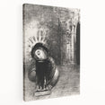 Gothic Wall Art: Dark Mystical Figure in Medieval Cathedral Scene