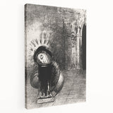 Gothic Wall Art: Dark Mystical Figure in Medieval Cathedral Scene