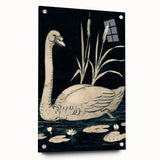 Gothic Wall Art: Dark Mystical Swan in Vintage Medieval Nature Scene