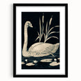 Gothic Wall Art: Dark Mystical Swan in Vintage Medieval Nature Scene