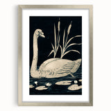 Gothic Wall Art: Dark Mystical Swan in Vintage Medieval Nature Scene