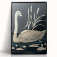 Gothic Wall Art: Dark Mystical Swan in Vintage Medieval Nature Scene