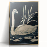Gothic Wall Art: Dark Mystical Swan in Vintage Medieval Nature Scene