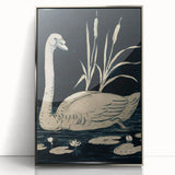 Gothic Wall Art: Dark Mystical Swan in Vintage Medieval Nature Scene