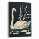 Gothic Wall Art: Dark Mystical Swan in Vintage Medieval Nature Scene