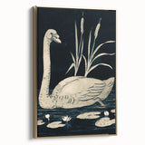 Gothic Wall Art: Dark Mystical Swan in Vintage Medieval Nature Scene