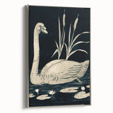 Gothic Wall Art: Dark Mystical Swan in Vintage Medieval Nature Scene