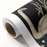 Gothic Wall Art: Dark Mystical Swan in Vintage Medieval Nature Scene