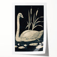 Gothic Wall Art: Dark Mystical Swan in Vintage Medieval Nature Scene