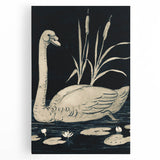 Gothic Wall Art: Dark Mystical Swan in Vintage Medieval Nature Scene