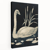 Gothic Wall Art: Dark Mystical Swan in Vintage Medieval Nature Scene