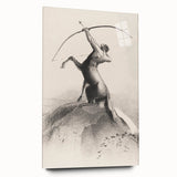 Gothic Wall Art: Majestic Centaur with Bow in Vintage Medieval Print