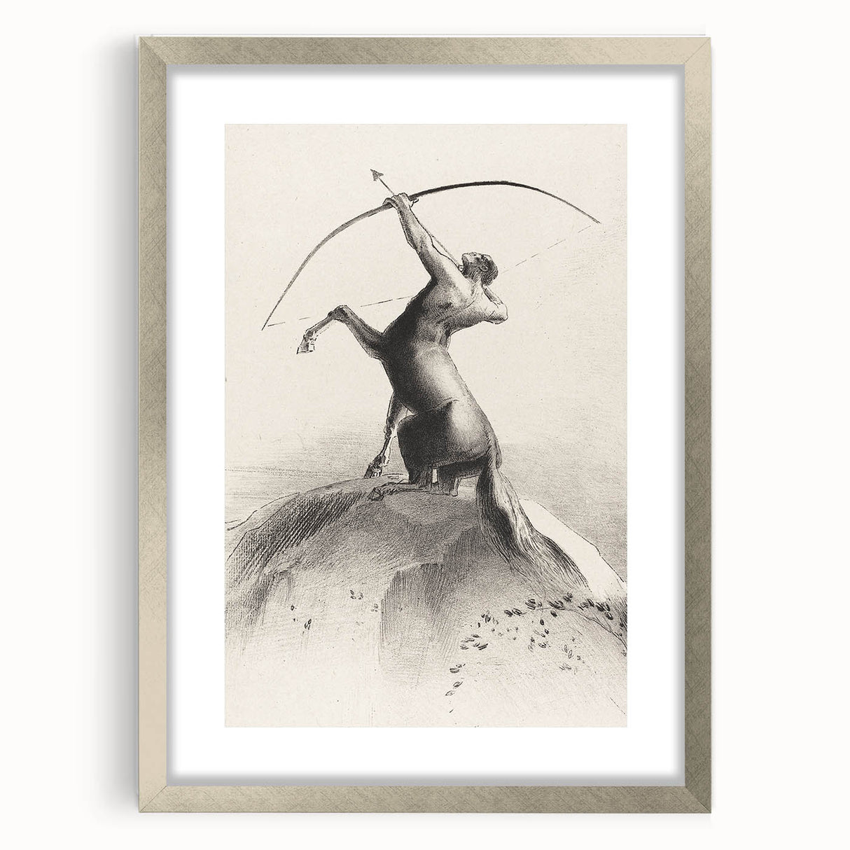 Gothic Wall Art: Majestic Centaur with Bow in Vintage Medieval Print