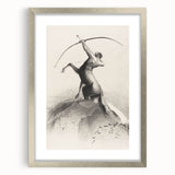 Gothic Wall Art: Majestic Centaur with Bow in Vintage Medieval Print
