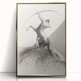 Gothic Wall Art: Majestic Centaur with Bow in Vintage Medieval Print
