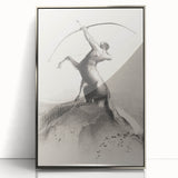 Gothic Wall Art: Majestic Centaur with Bow in Vintage Medieval Print