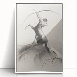 Gothic Wall Art: Majestic Centaur with Bow in Vintage Medieval Print