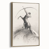 Gothic Wall Art: Majestic Centaur with Bow in Vintage Medieval Print