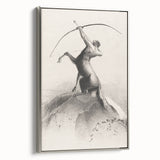 Gothic Wall Art: Majestic Centaur with Bow in Vintage Medieval Print