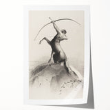 Gothic Wall Art: Majestic Centaur with Bow in Vintage Medieval Print