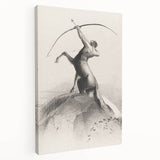 Gothic Wall Art: Majestic Centaur with Bow in Vintage Medieval Print