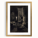 Gothic Wall Art: Dark Candlelit Still Life in Vintage Gothic Print