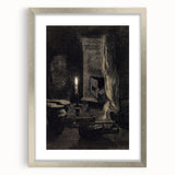Gothic Wall Art: Dark Candlelit Still Life in Vintage Gothic Print