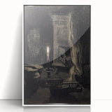 Gothic Wall Art: Dark Candlelit Still Life in Vintage Gothic Print