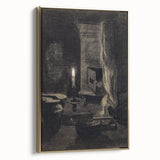 Gothic Wall Art: Dark Candlelit Still Life in Vintage Gothic Print