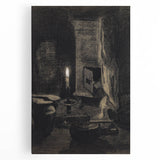 Gothic Wall Art: Dark Candlelit Still Life in Vintage Gothic Print