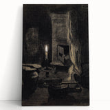 Gothic Wall Art: Dark Candlelit Still Life in Vintage Gothic Print