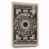 Gothic Wall Art: Dark Zodiac Wheel in Medieval Gothic Print Design