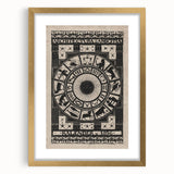 Gothic Wall Art: Dark Zodiac Wheel in Medieval Gothic Print Design