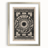 Gothic Wall Art: Dark Zodiac Wheel in Medieval Gothic Print Design