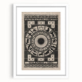Gothic Wall Art: Dark Zodiac Wheel in Medieval Gothic Print Design